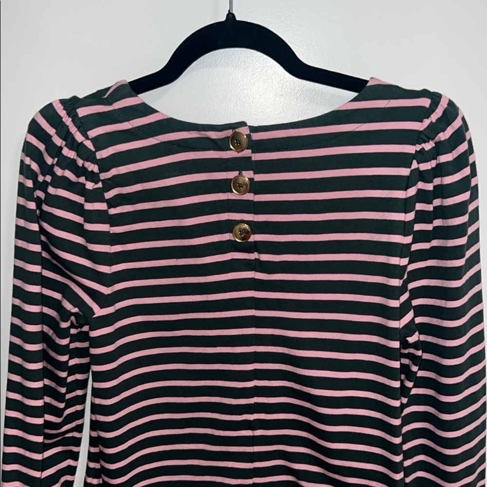 J. Crew Striped Pink and olive green J.Crew Women's Top - Small - Picture 5 of 7